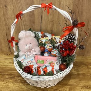 Кошик подарунковий новорічний "Зайчик у лісі"